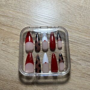 Red and Black Leopard Print Press-On Nails